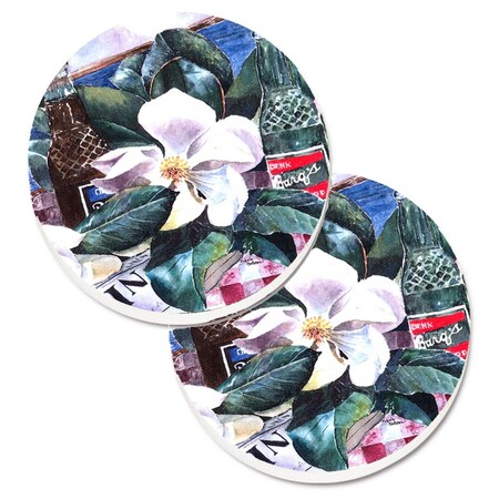 Carolines Treasures Barqs and Magnolia Set of 2 Cup Holder Car Coaster 1009CARC
